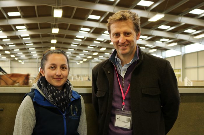 Derbyshire High Sheriff Lord Burlington with Equine student Megan Edwards at Broomfield Hall's Equestrian Centre